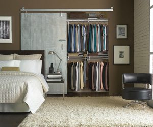 Closet shelving inside a bedroom