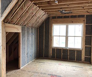 Inside a house with cellulose insulation